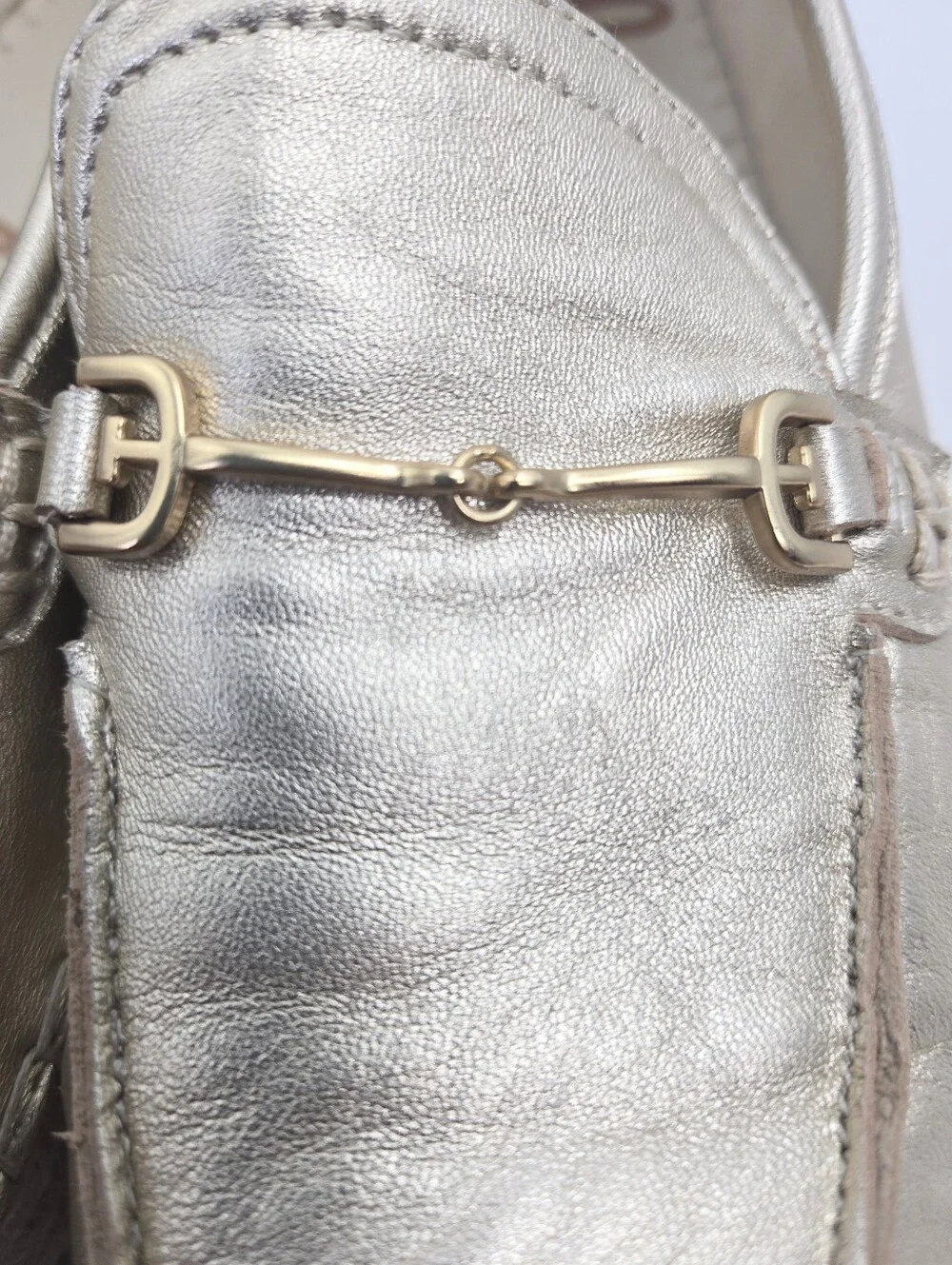 Sam Edelman Corrin Metallic Gold Espadrille Loafers with Horsebit Detail